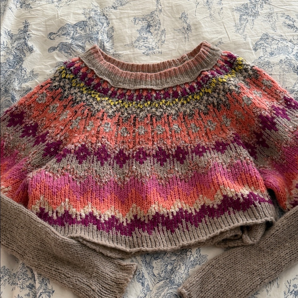 Free People -  XS Fair Isle Multicolor Knit Sweater EUC!! Only worn once